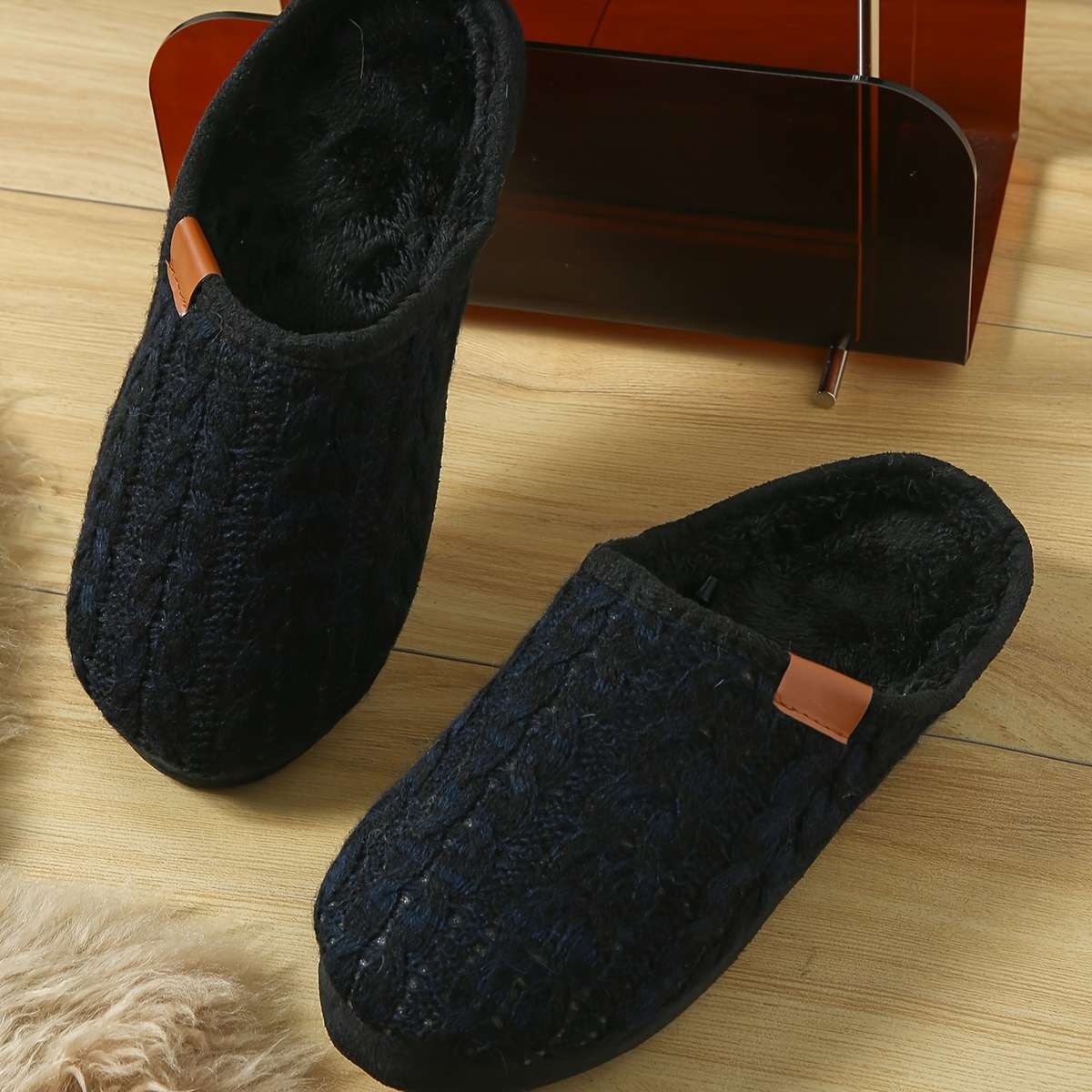 Cotton Slippers Color Black Sizeuk 9.5-10