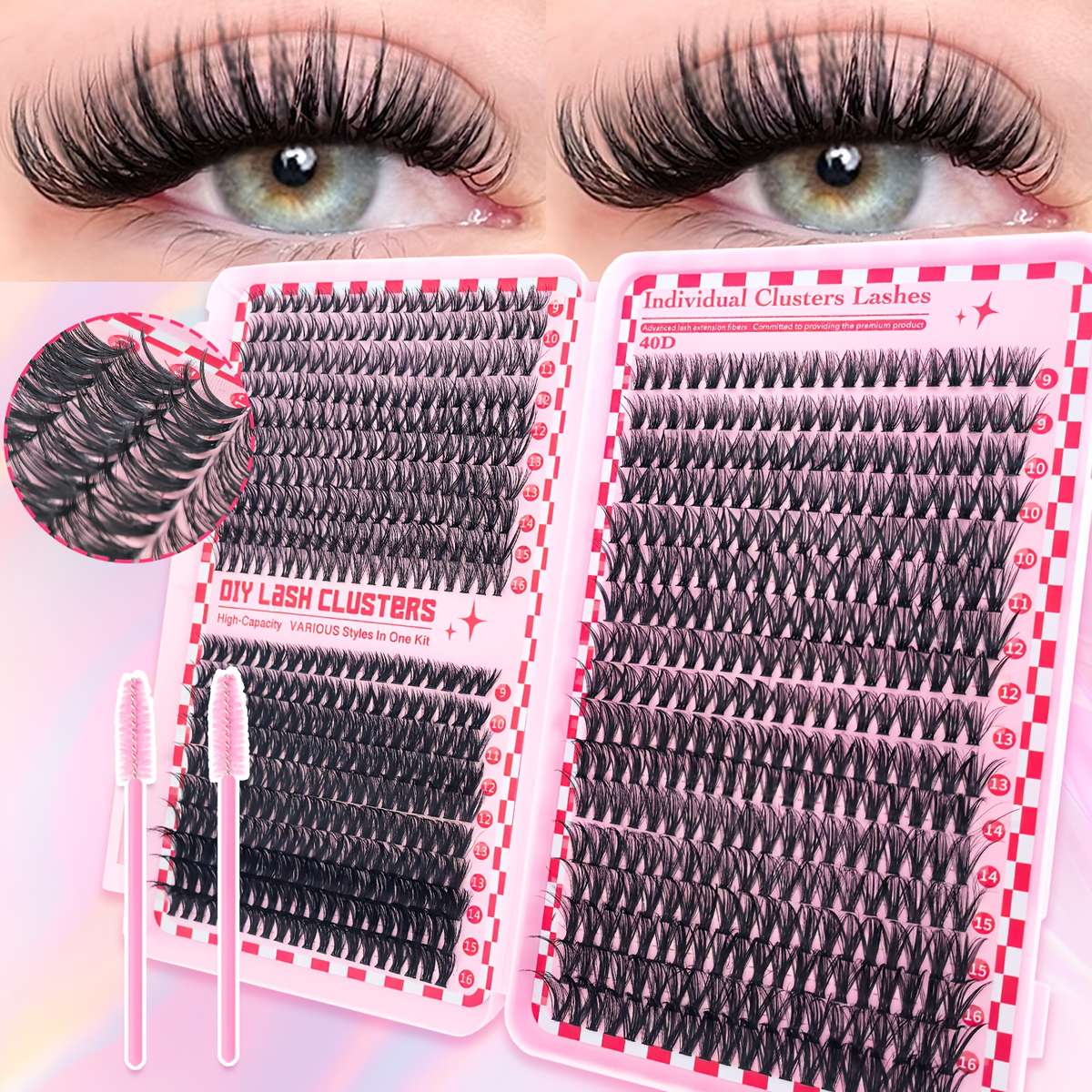 740pcs Wispy False Eyelashes 16 Mm Capacity 37 Rows 740 Pcs