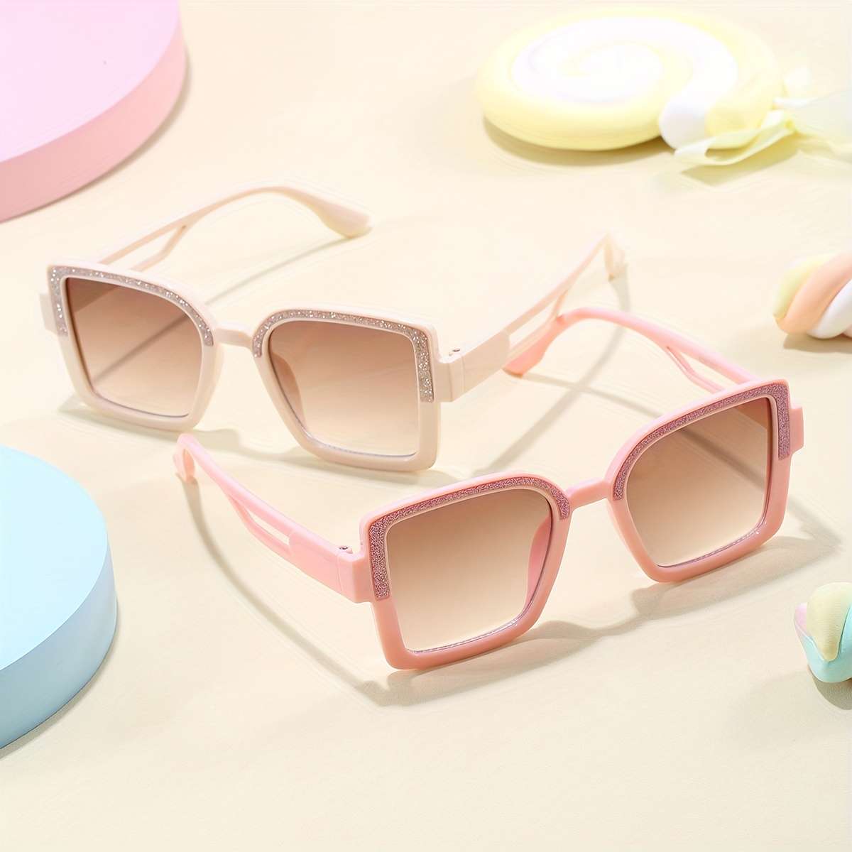 Kids Glasses 2Pcs Color Pink Beige