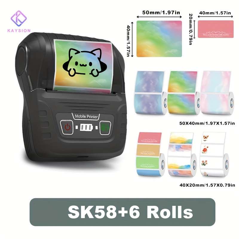Printer Color Black Items One Machine  6 Rolls Of Colored Square Labels