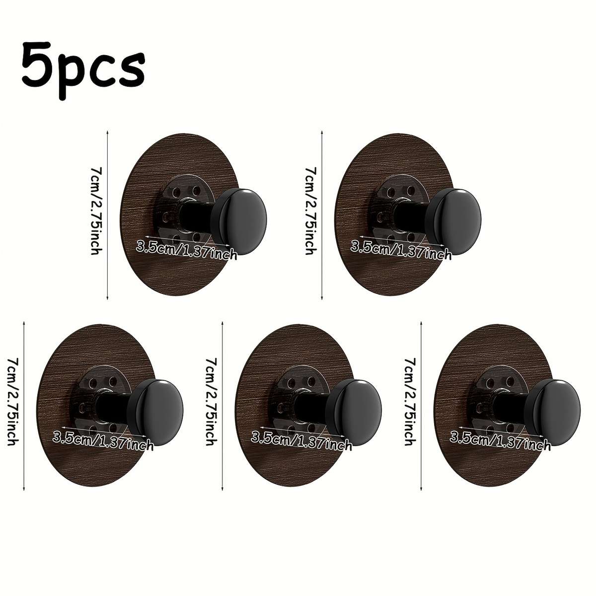 Amoichic Adhesive Hooks Towel Hooks For Tiles And Smooth color Walnut