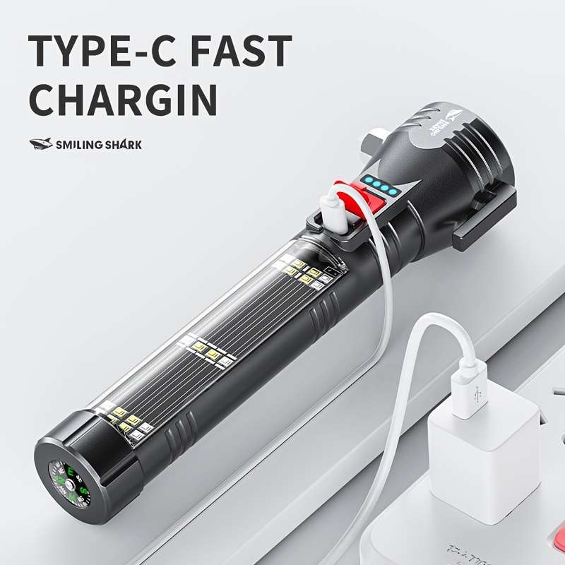 Professional Smiling Shark Emergency Torch Light Rechargeable Solar Travel