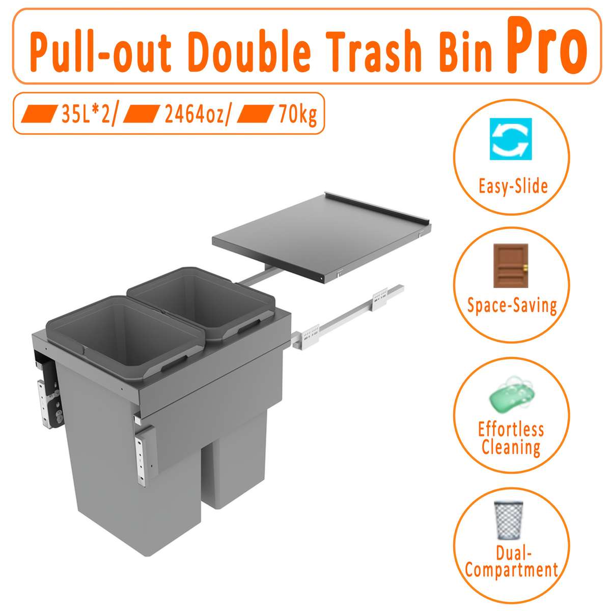 Garbage Can Capacity 2X35L