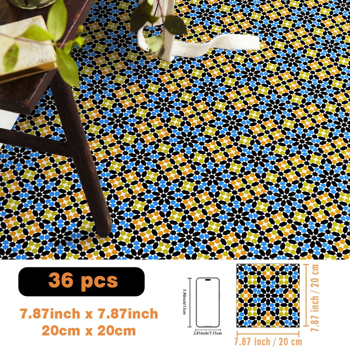 Floor Stickers Color Multicolor 2 Size Is 12Pcs 7.87X7.87Inch Is 20X20Cm