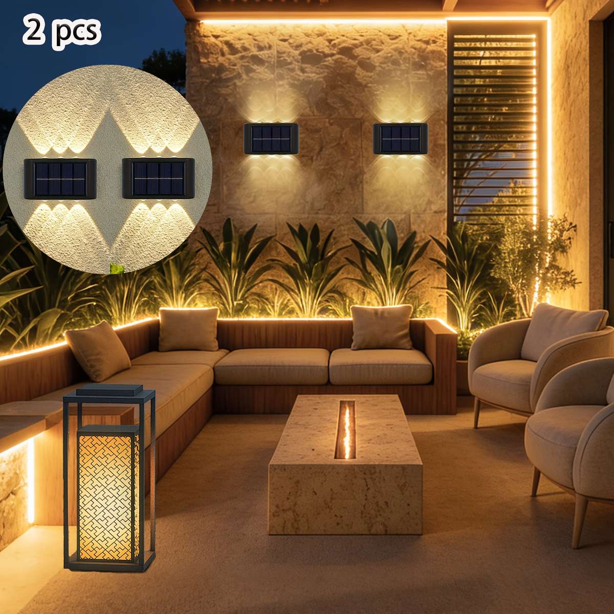 Solar Emergency Lights Applicable People 6Led Solar Outdoor Wall Light Itemswhite Light2Pcs