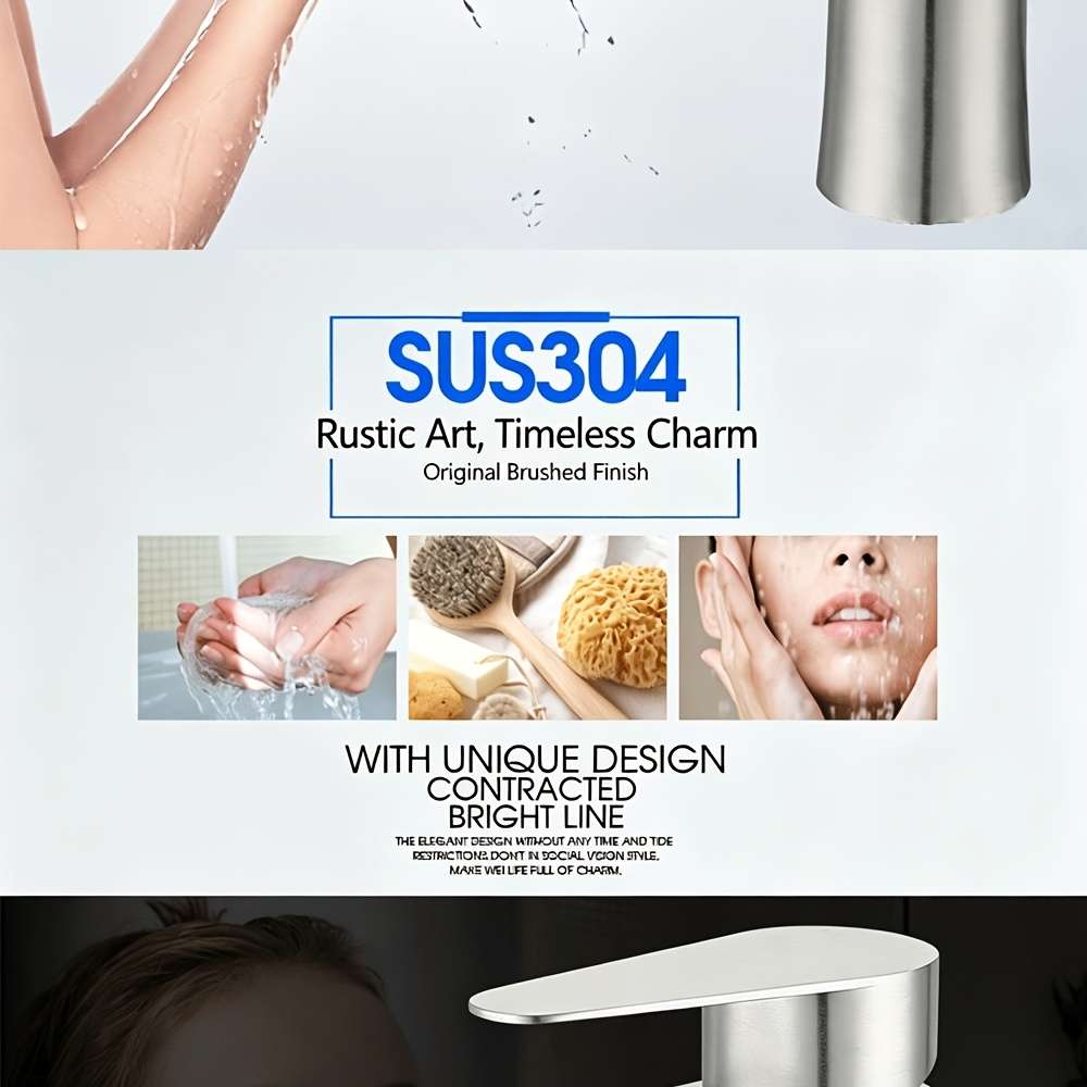 Faucet Silvery Brushed   2 80Cm Water Inlets