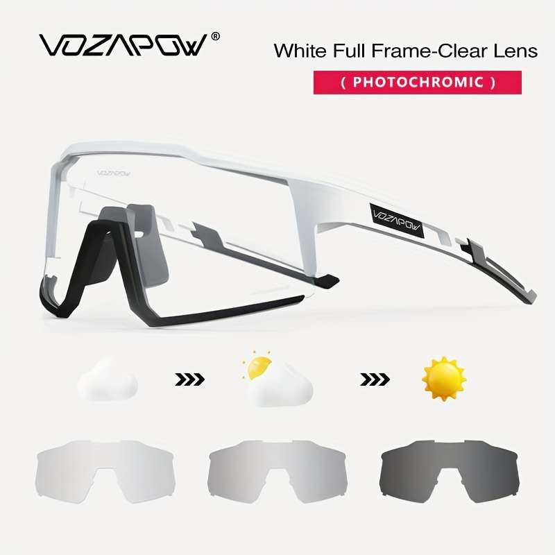 Cycling Glasses Color White Frame Photochromic Red