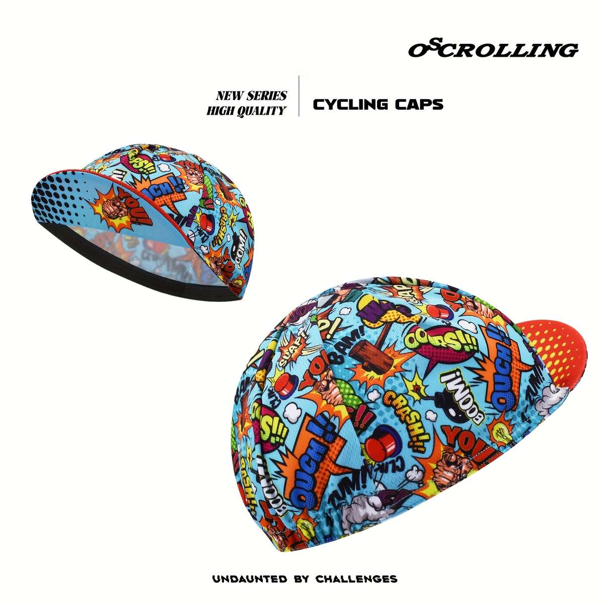 Oscrolling Quick-Dry Breathable Cycling Cap Light Blue High-Quality Polyester Elastic O
