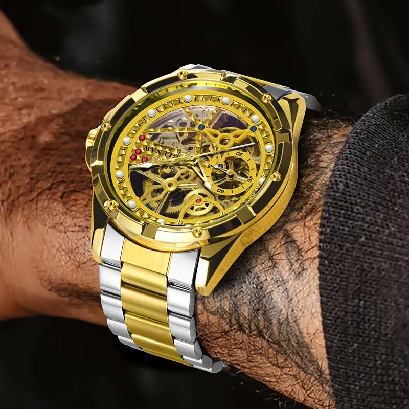 Classic Glenaw Men Automatic Mechanical Watch With Skeleton Self Winding