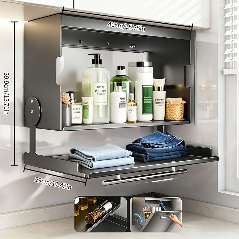 Bathroom Storage Rack Model Basic Model  Gun Gray  Face Width 40Cm15.75