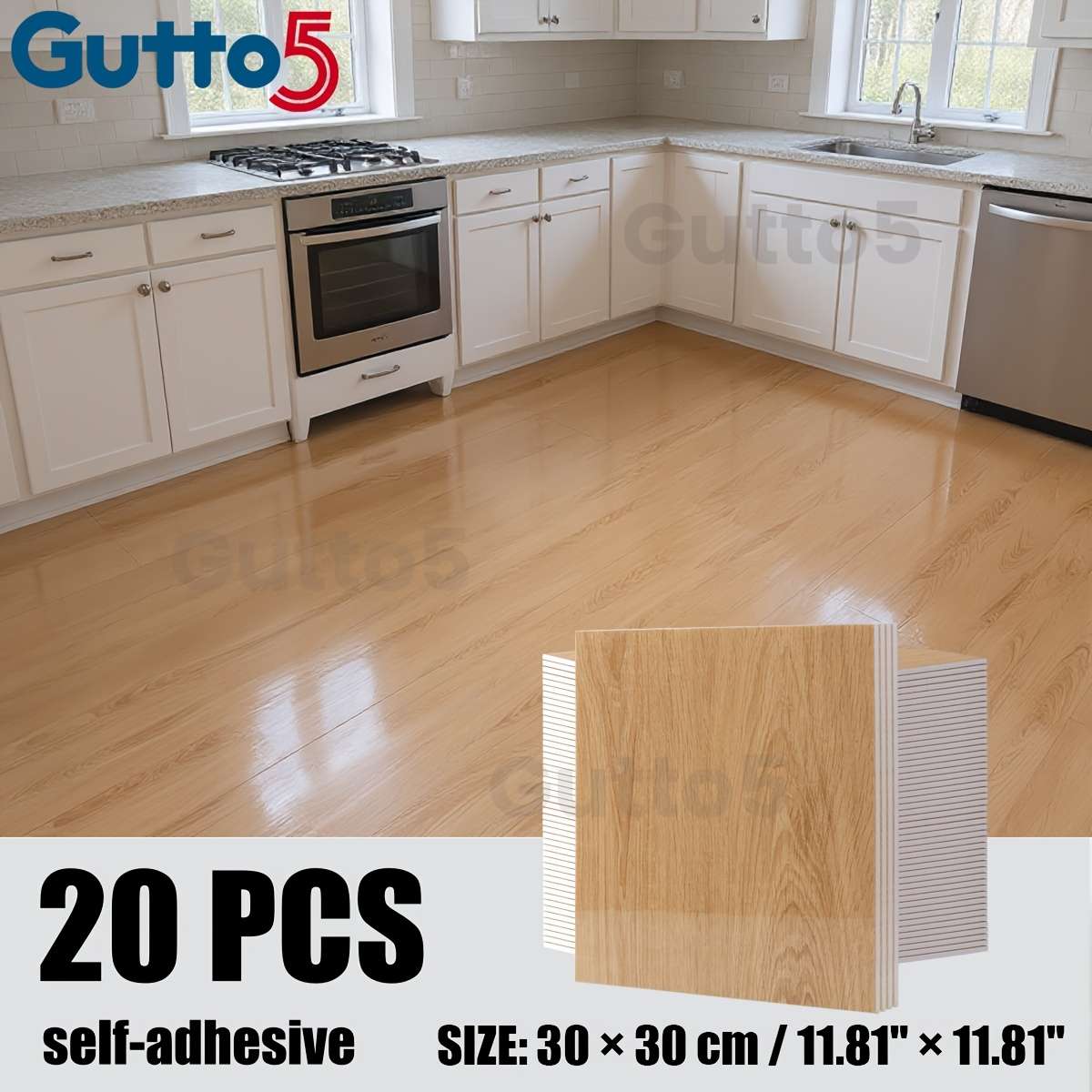 Self Adhesive Floor Stickers 20Pcs 11.8"11.8" 30Cm30Cm Golden Maple