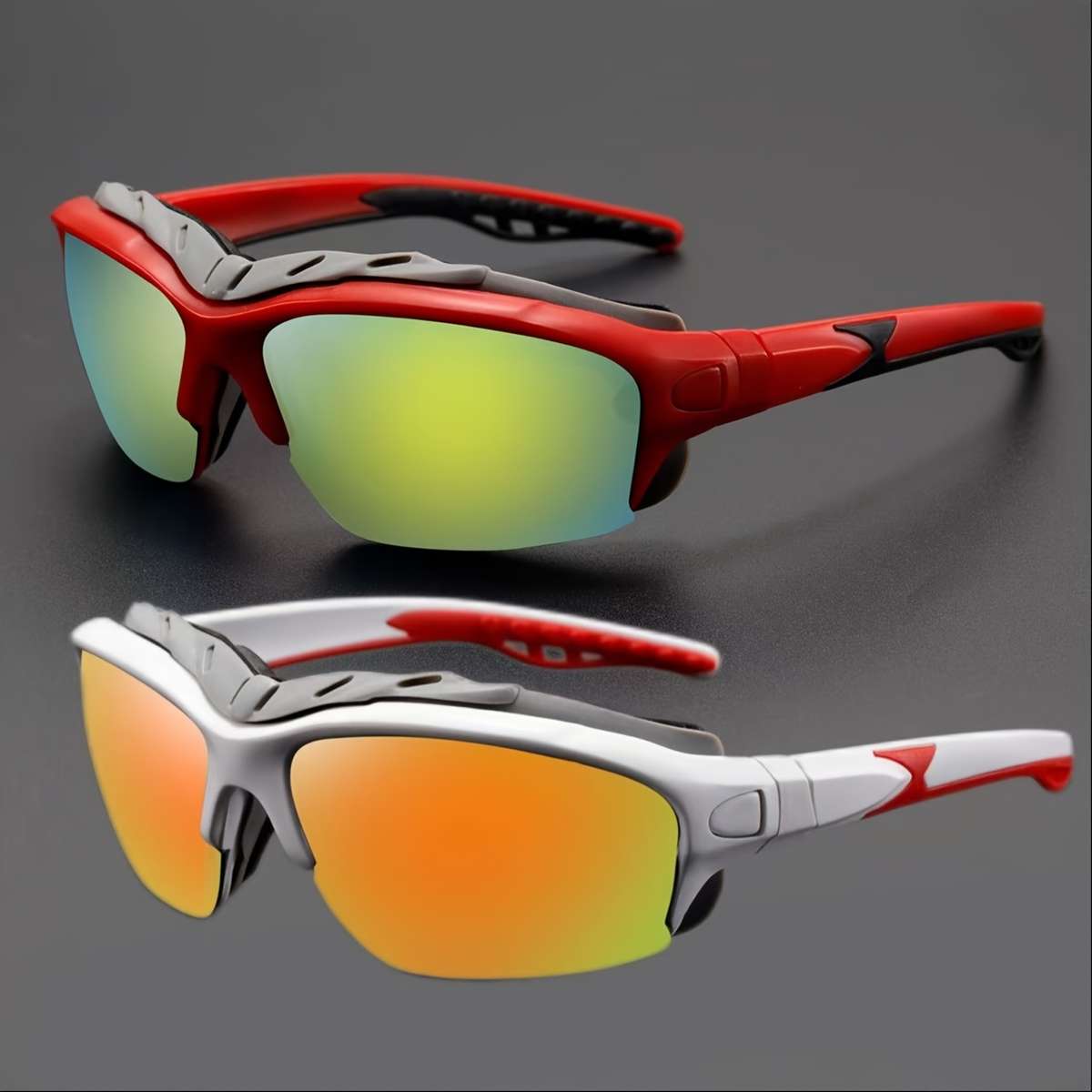 Cycling Glasses Color 2Pc Red Golden  White Orange