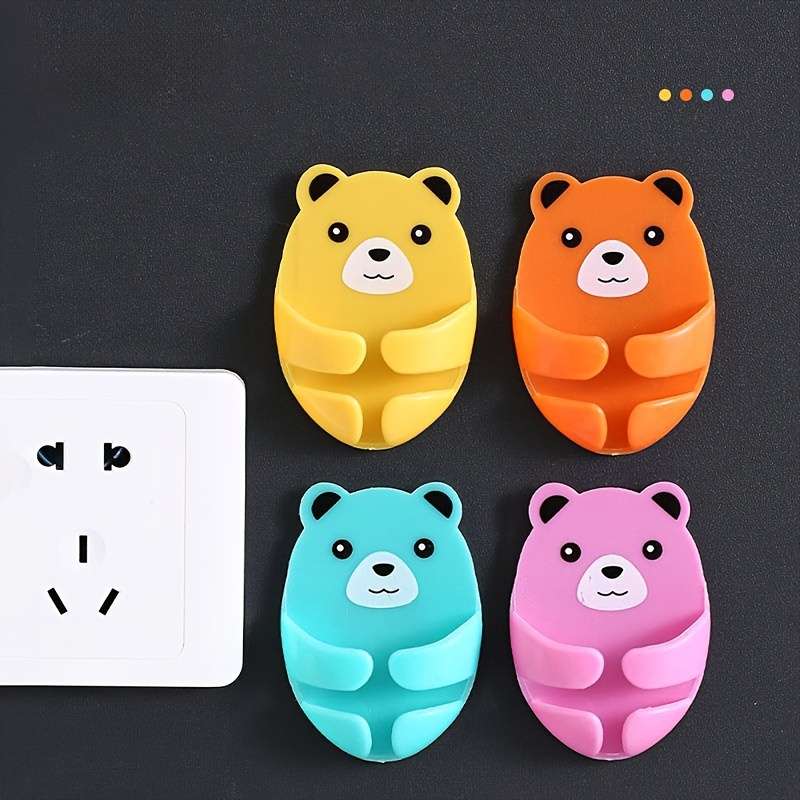 Bear Hook No Punching Storage Power Plug Hook Multi Purpose color 5pcs