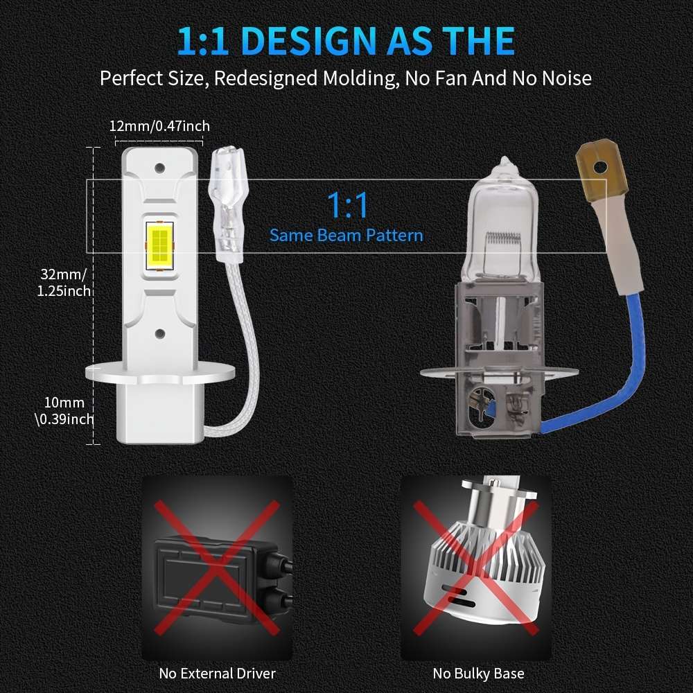 Car Lights Model 2Pcs H3 White Light