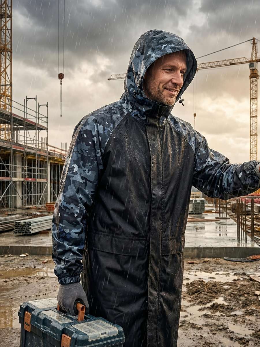 Raincoat Crackle Deep Sea Gray Size Uk L