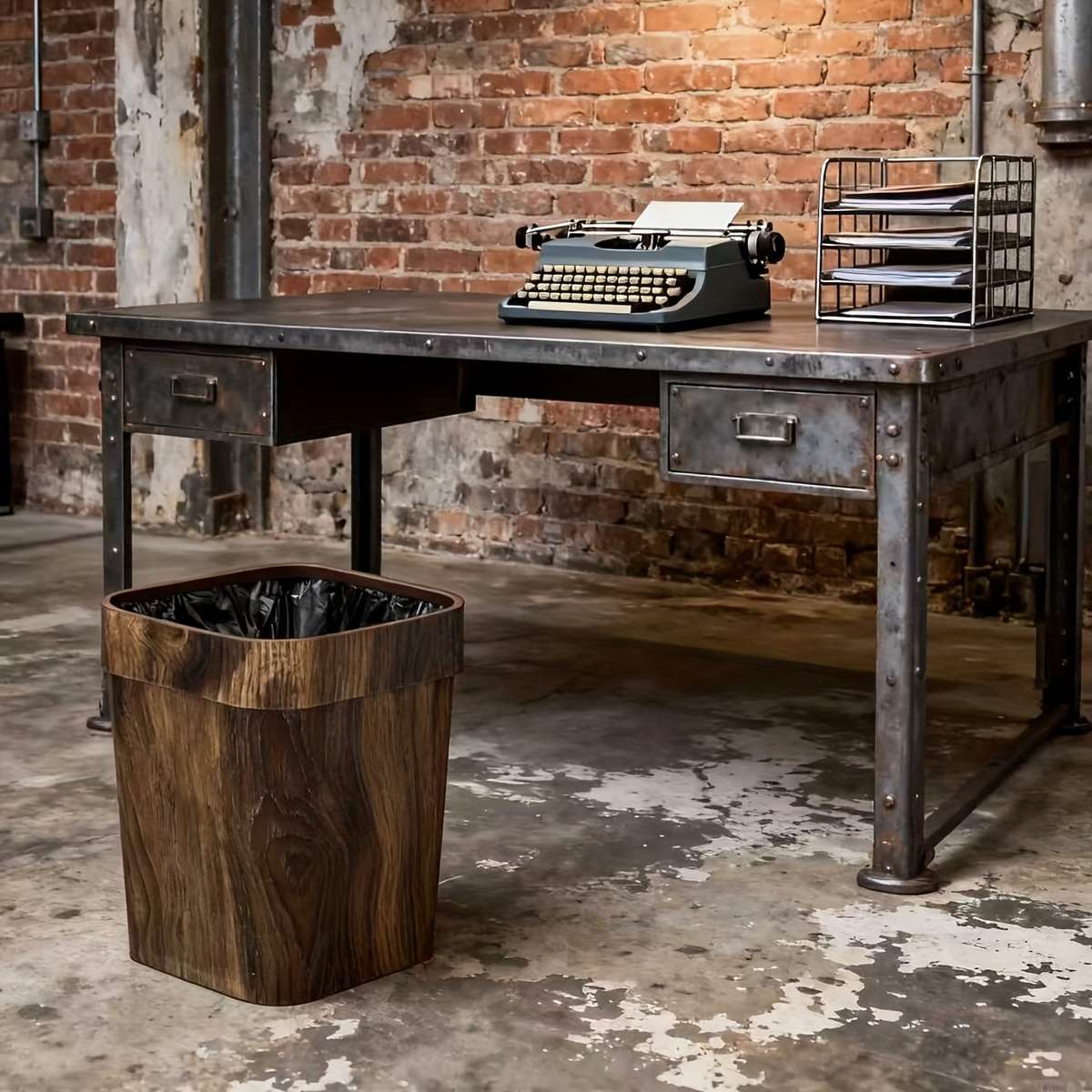 Garbage Can Color Press Ring Wood Grain 7L