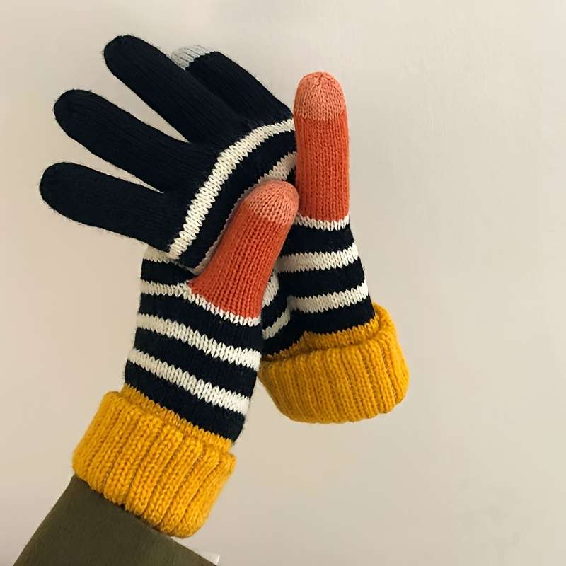 Gloves Color Striped White Sizeone-Size