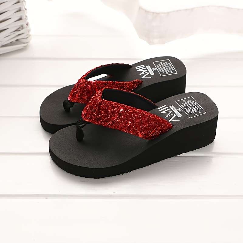 Ladies Summer Flip Flops Red Uk 6
