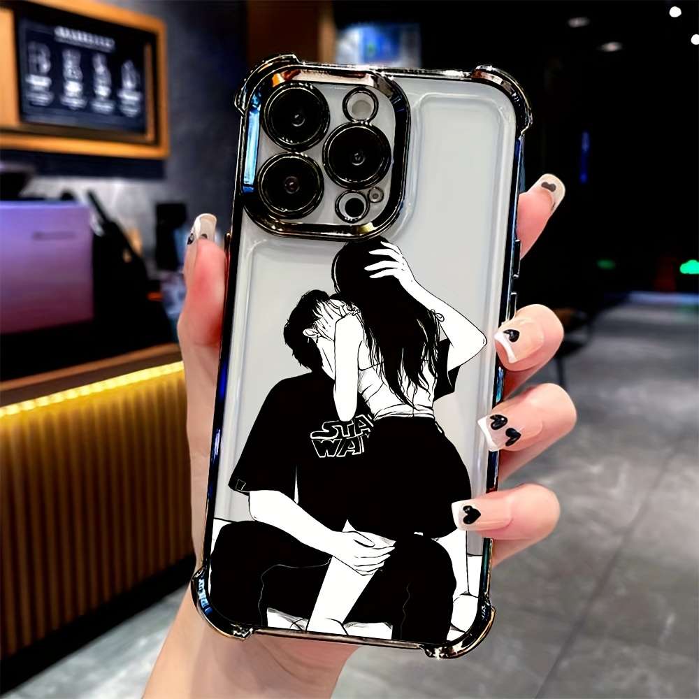 1Pc Mixed Color  For iPhone 16 Plus Cartoon Couple Phone Case
