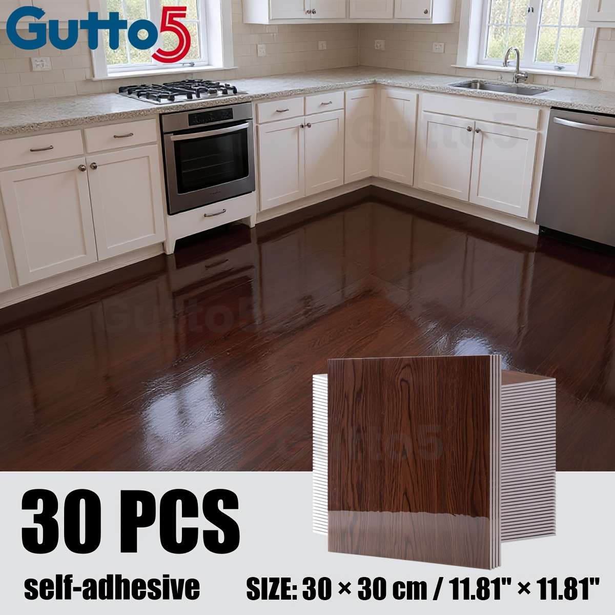 Self Adhesive Floor Stickers 30Pcs 11.8"11.8" 30Cm30Cm Mahogany Red