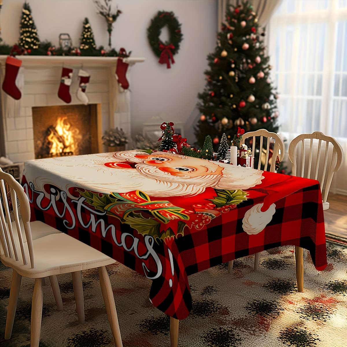 Christmas Tablecloth Size Rectangle 84.96X139.7Cm
