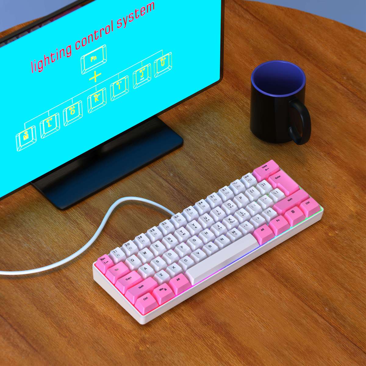 Keyboard Color Backlit keyboard   white  add  pink