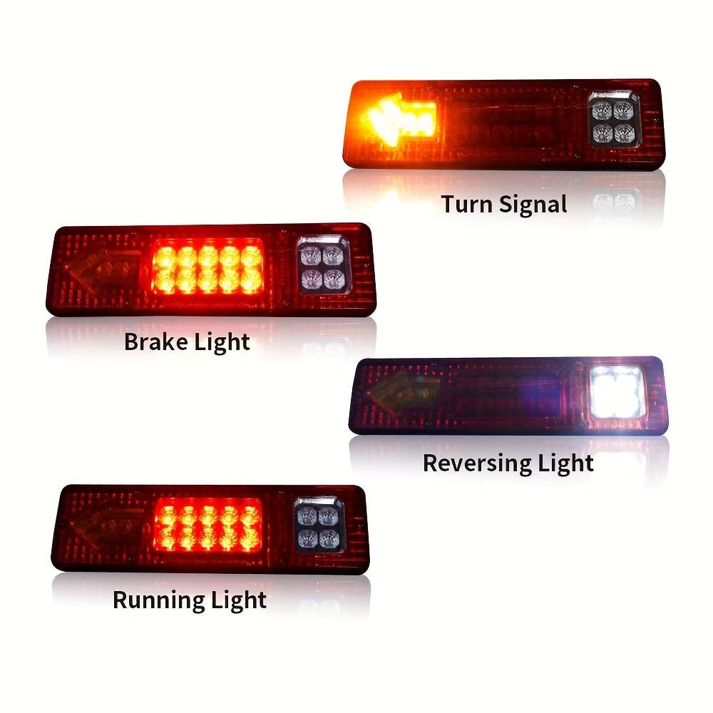 2pcs White Red Full Sealing Rubber Multi-Purpose Multi-Function Trailer LED Taillight