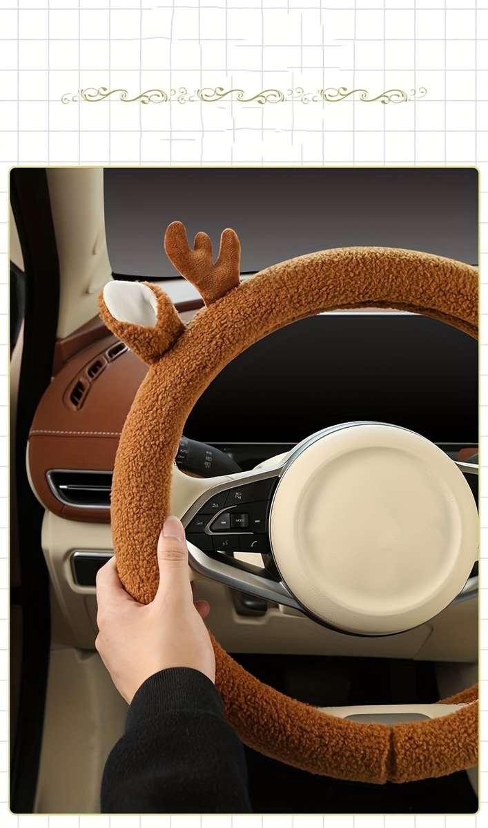 Car Steering Wheel Cover White Model D Type