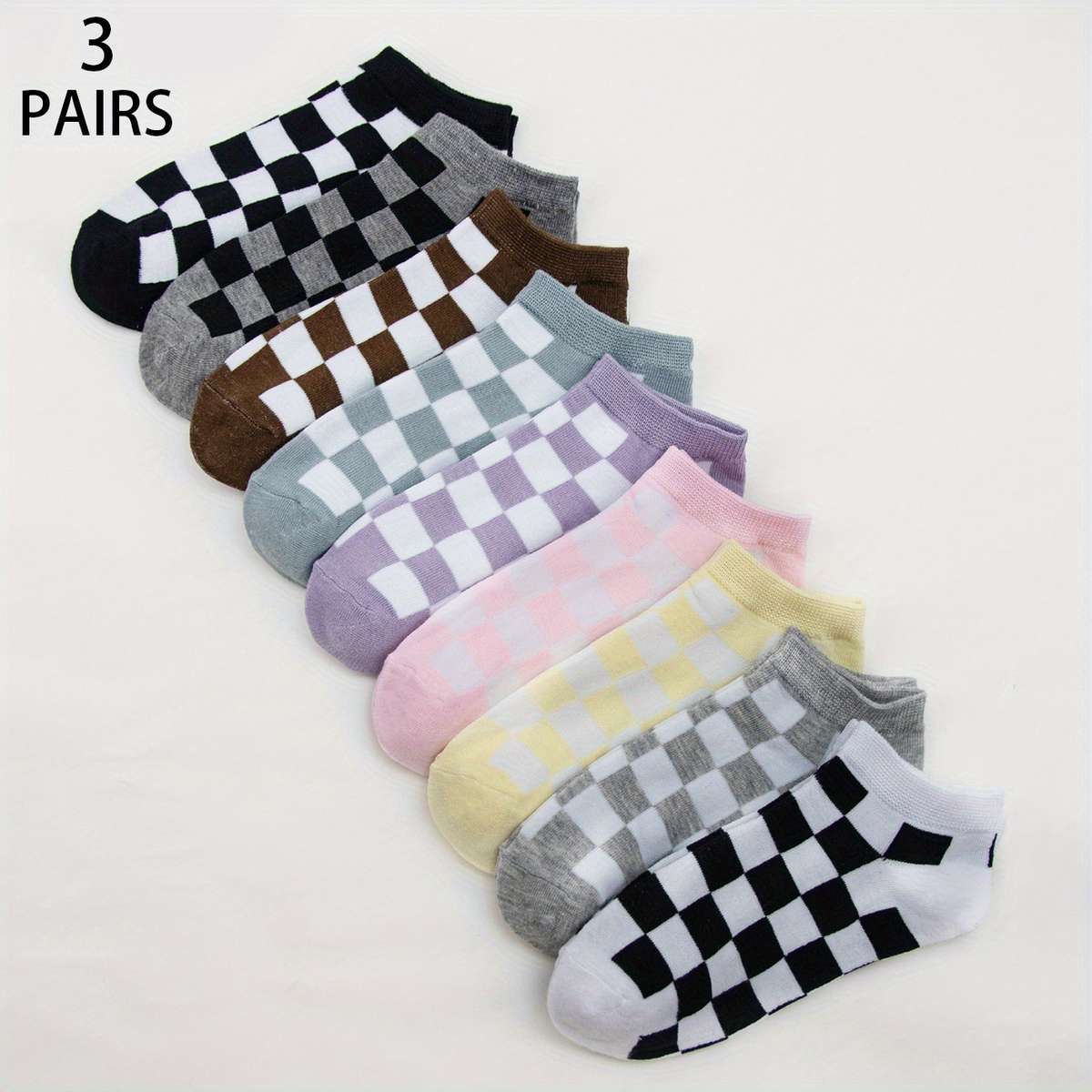 3 Pairs Mixed Color Random High Elastic Socks