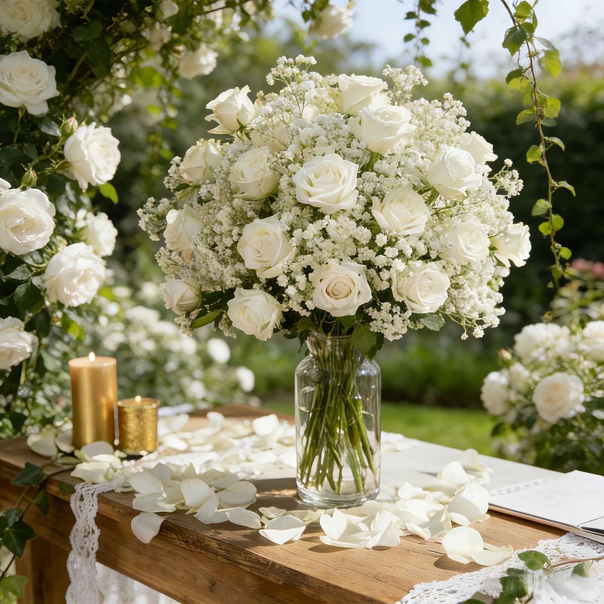 Wedding Supplies Style 5 Roses  20 Baby'S Breath