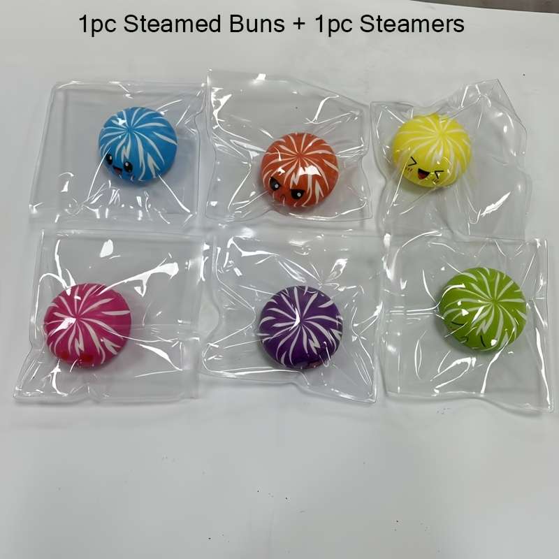 Squeezable Toys Model 2Pcs 1 Steamed Bun 1 Steamer Random Colors Items Steamed Bun And Steamer Set