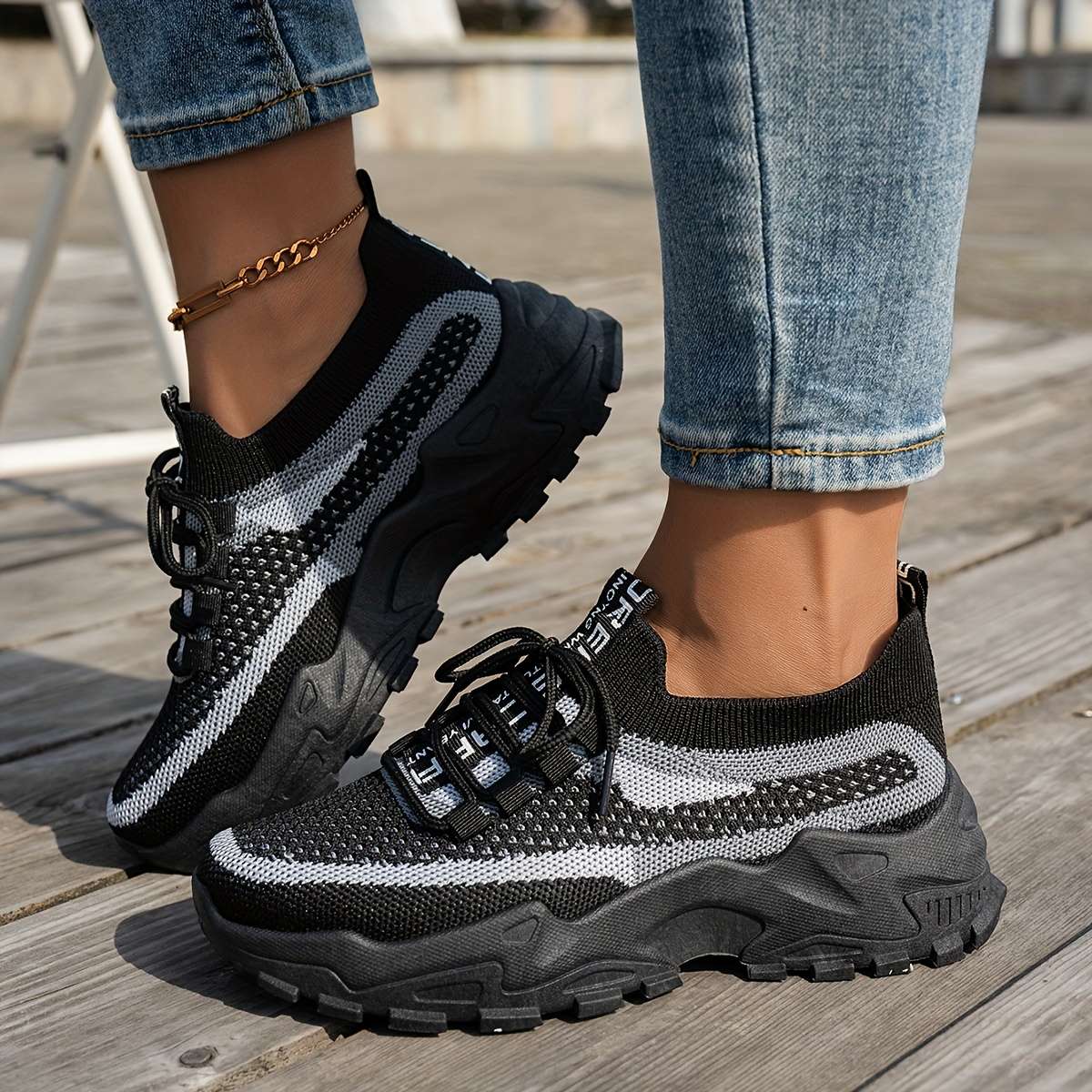 Women S Sneakers Color Black Gray Sizeuk 7