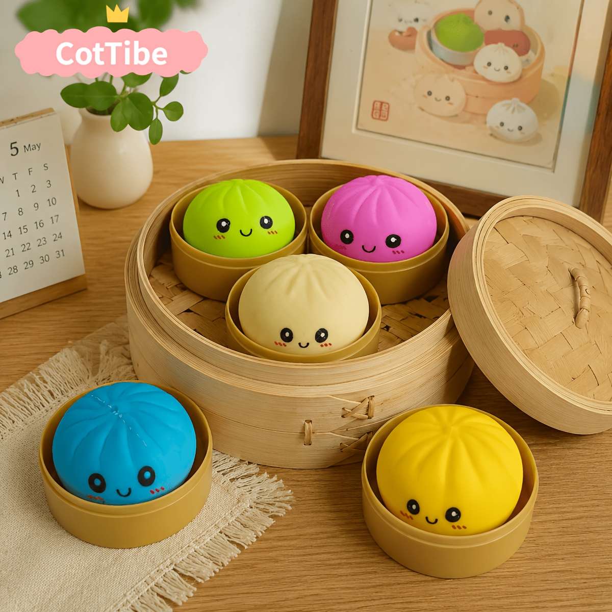 Squeezable Toys Quantity 24Pcs 8 Random Color Dumplings 8 Steamer Lids 8 Steamer Bottoms