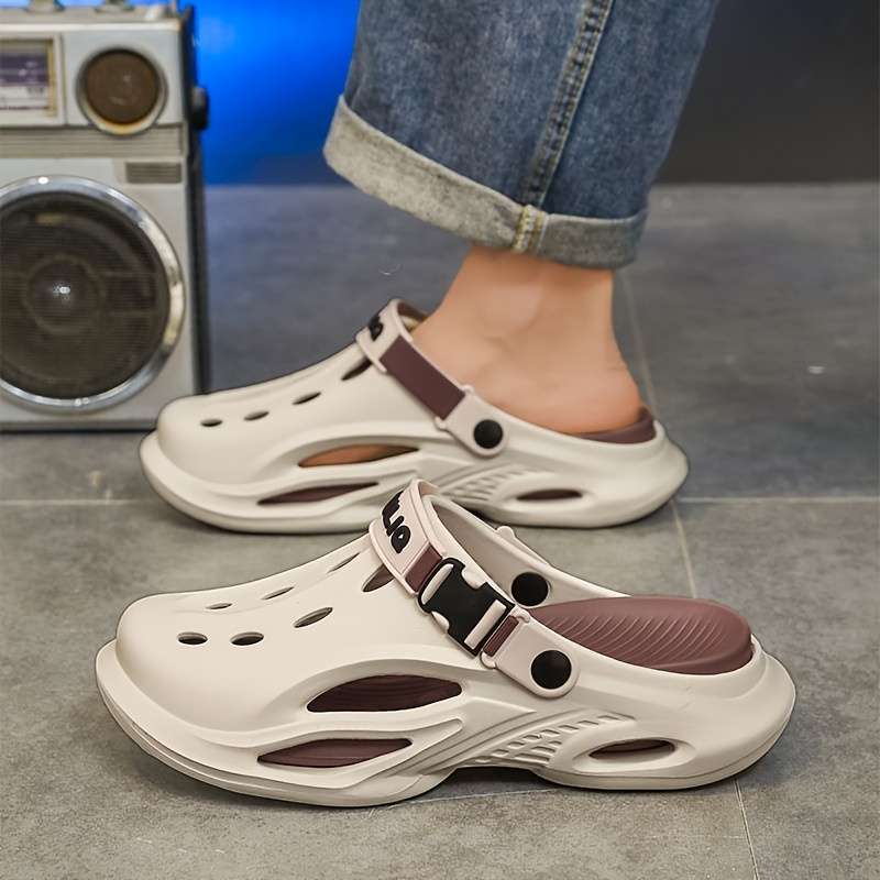 Men Slippers Summer Style Gray Black Size Uk 7.5 To 8