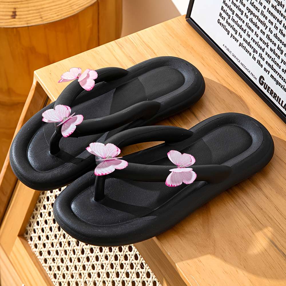 Ladies Summer Flip Flops Black Uk 3.5-4