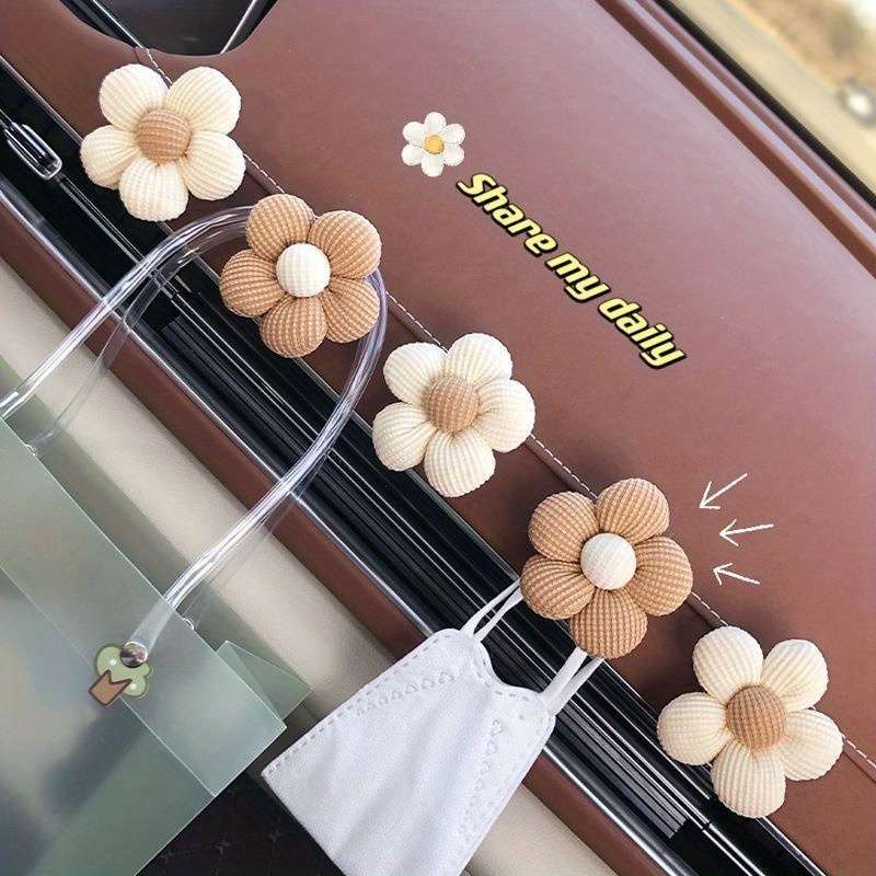 Car Interior Decor Items  3 Pieces White Box With Brown Flowers  Add  2 Hooks