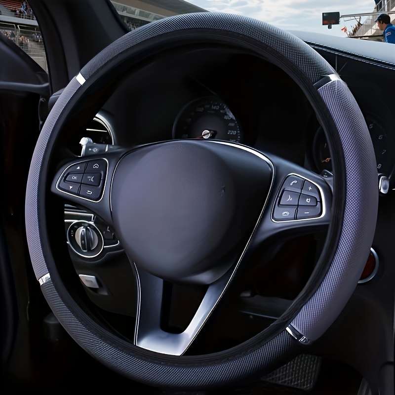 Car Steering Wheel Cover Black+Grey