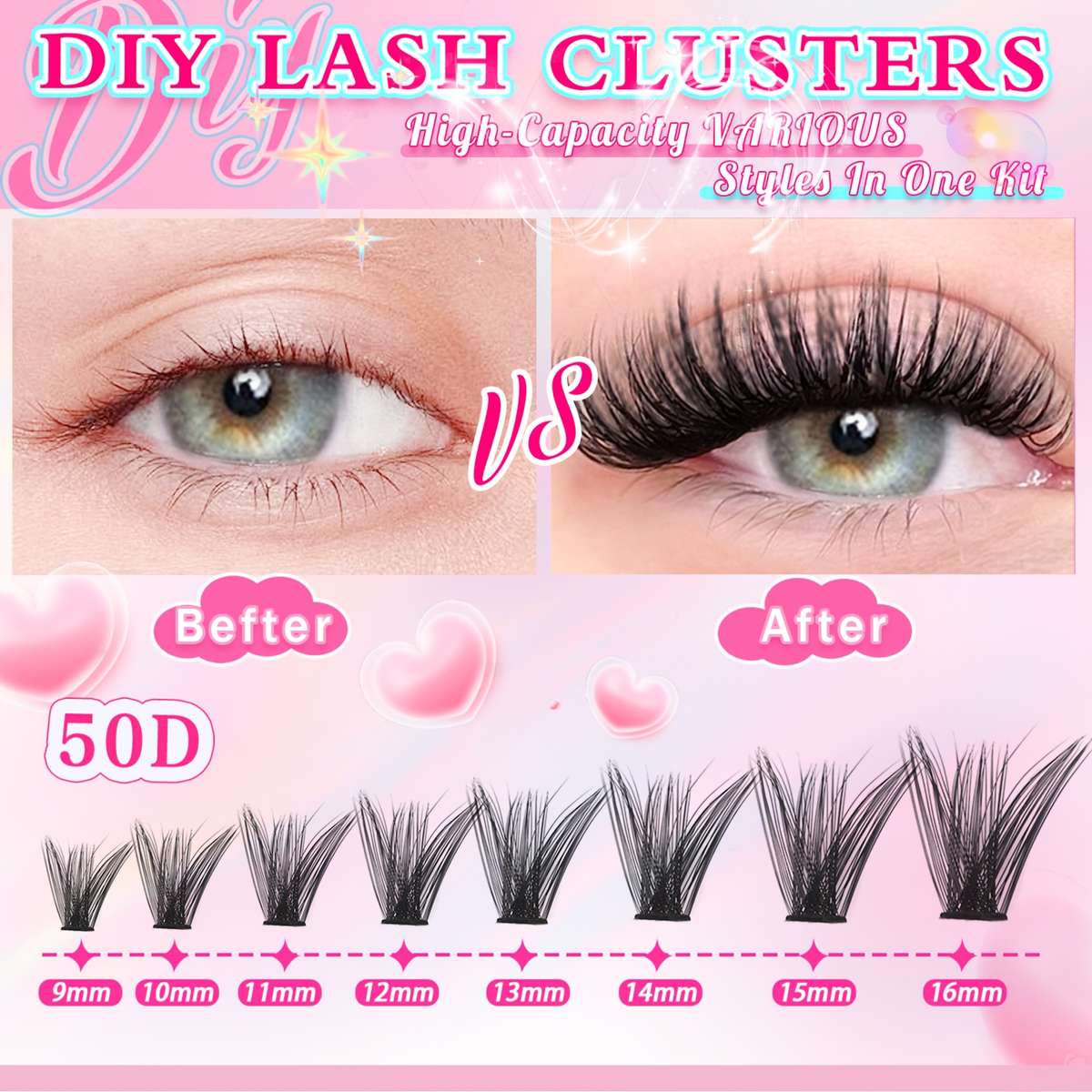 740pcs Wispy False Eyelashes 16 Mm Capacity 37 Rows 740 Pcs