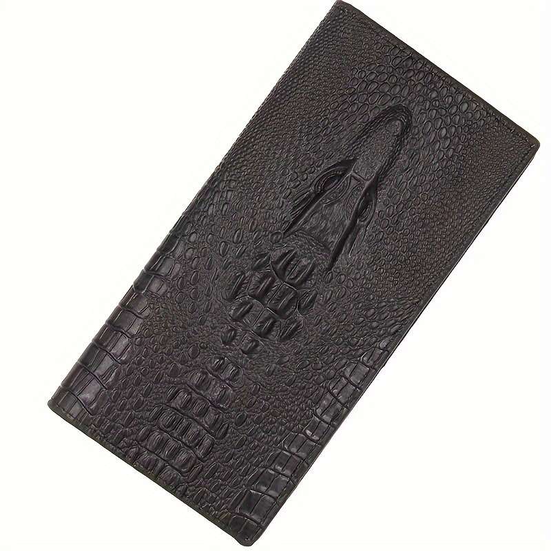 Men'S Classic Crocodile Pattern Long Walletmulti-Card Holder With Zipper Coin Pocket Textur