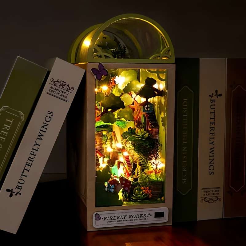 Diy Forest House Building Kit Wood 3D Puzzle Book With Glowing Like