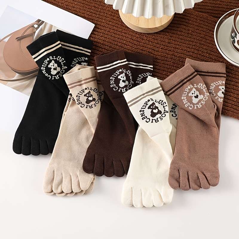 Women S Socks Color Circle Bear Mixed Color 5 Pairs Pack Size Onesize