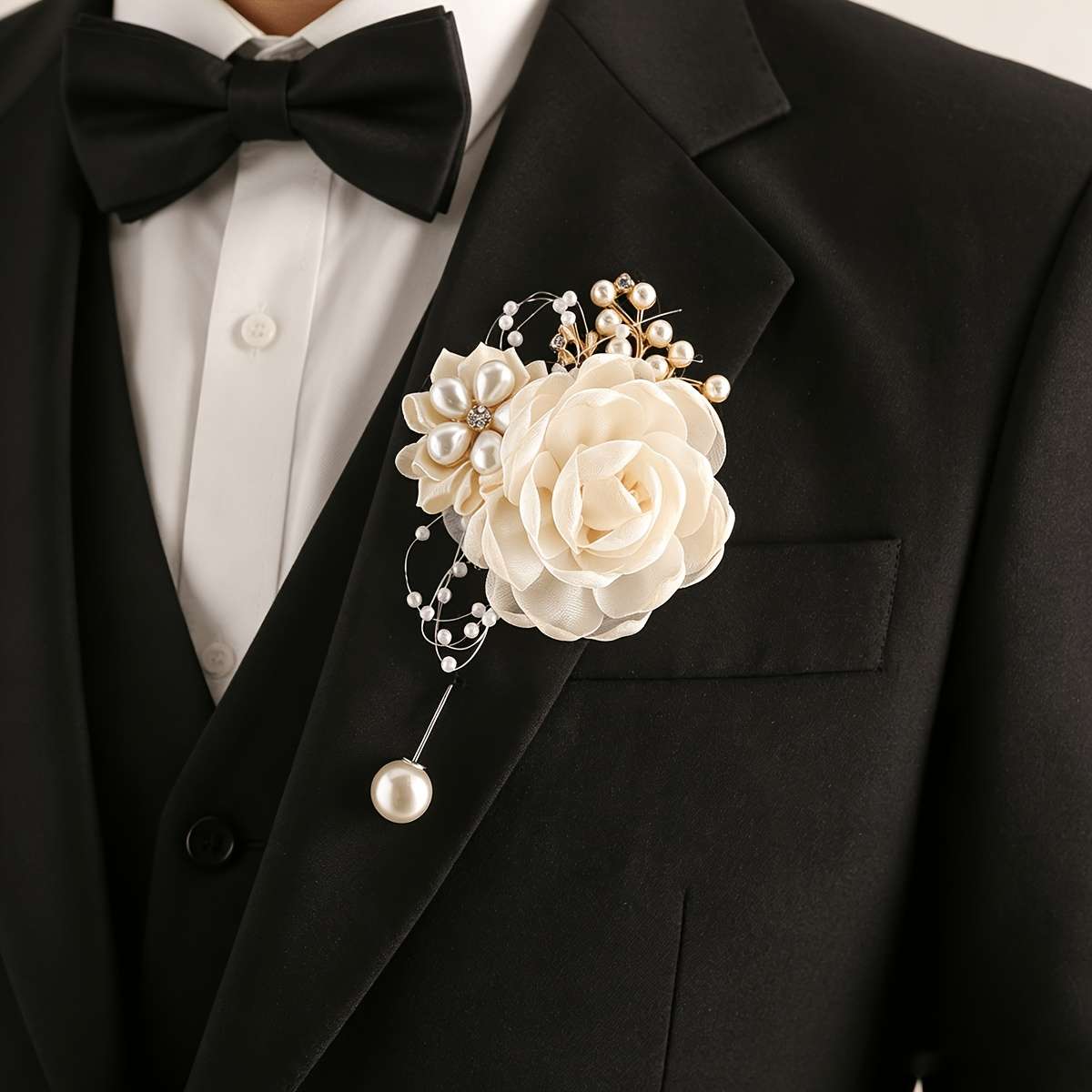 Wedding Supplies Color 4Pcs Cream Colored Chest Flowers