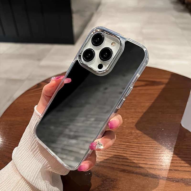 1Pc Silvery For iPhone 16 Makeup Mirror Phone Case