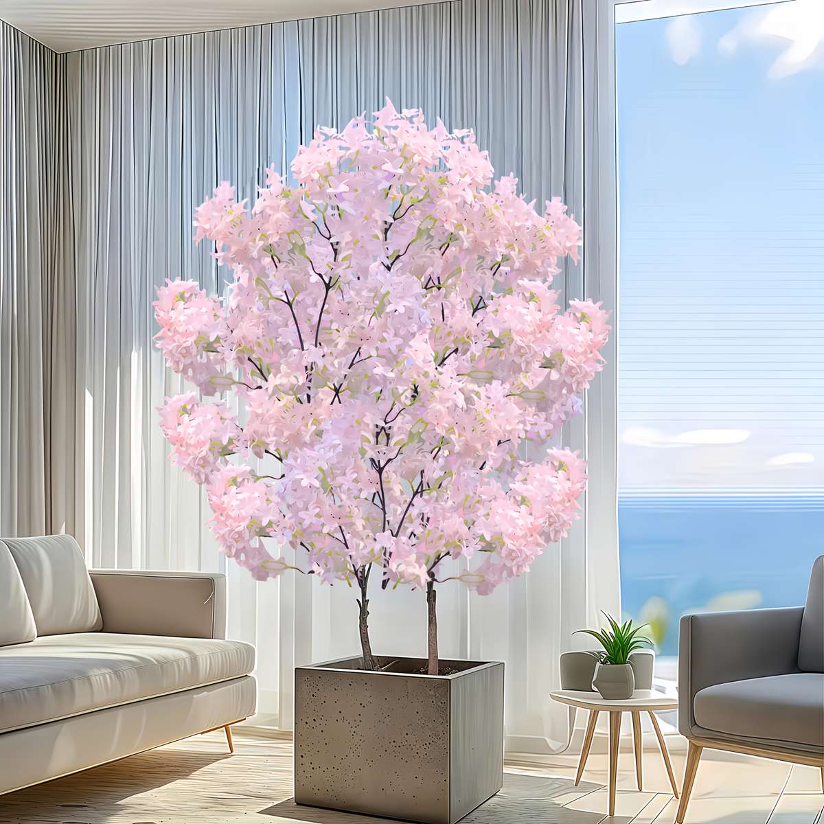 Simulated Flower Style 2Pcsromantic Light Lilac Cherry Blossoms