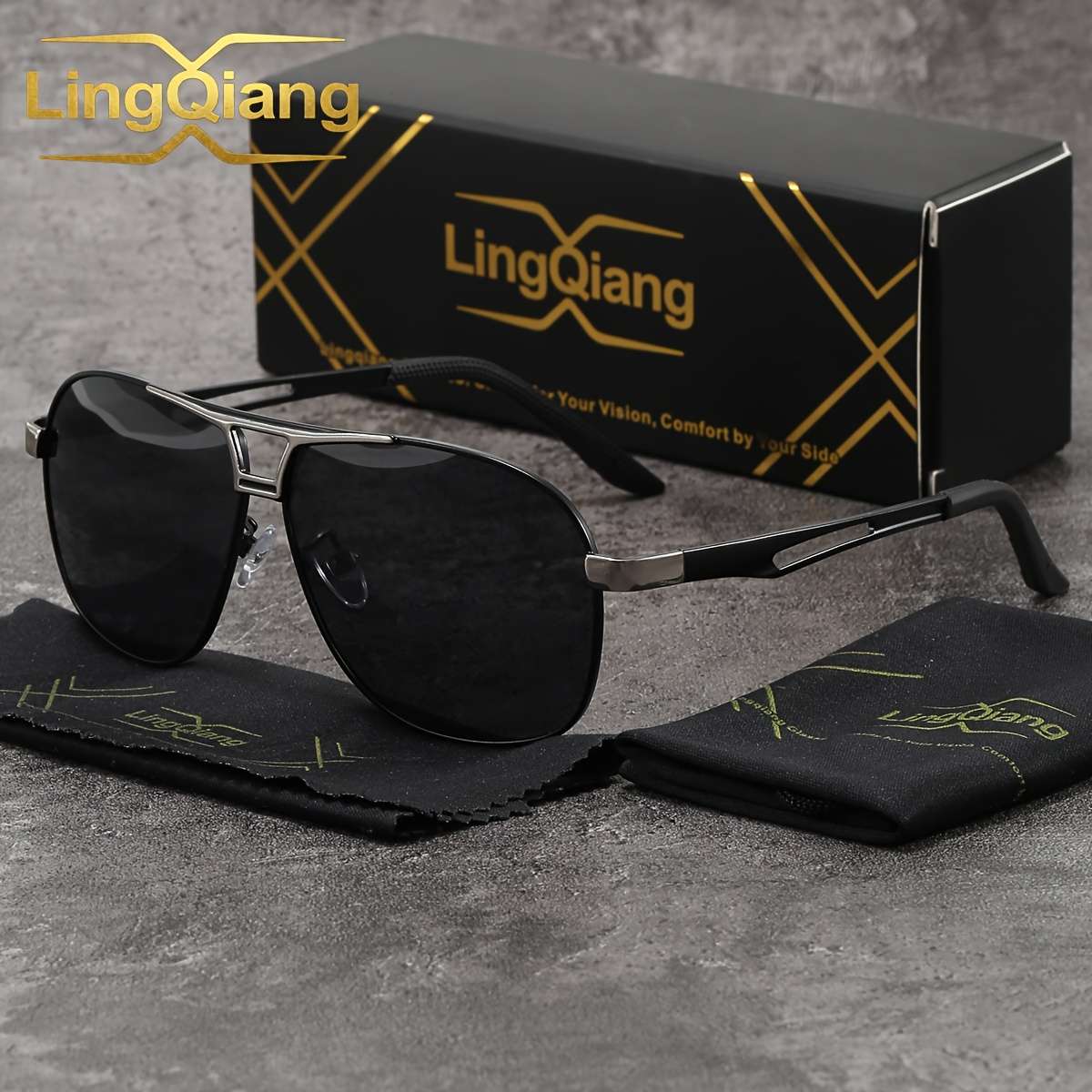 Cycling Glasses Color Black And Silvery Frame Gray Sheet