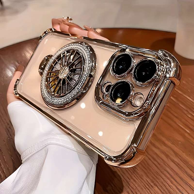 1Pc Silvery For iPhone 14 Plus Stress Relief Gyroscope Phone Case