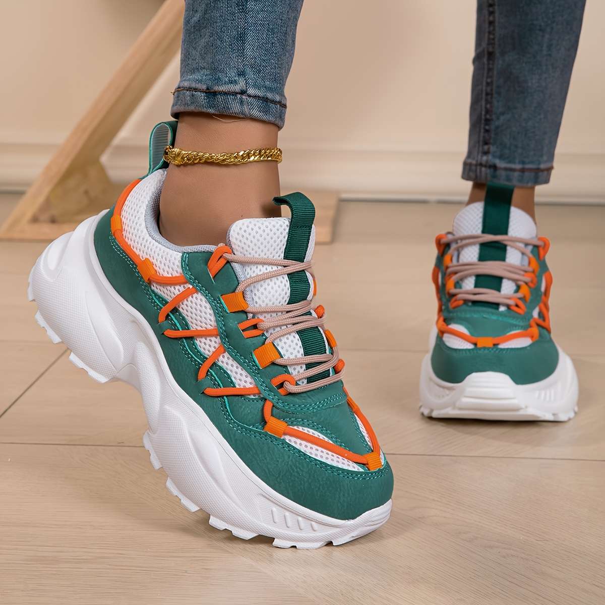 Women S Sneakers Color White And Green Sizeuk 5