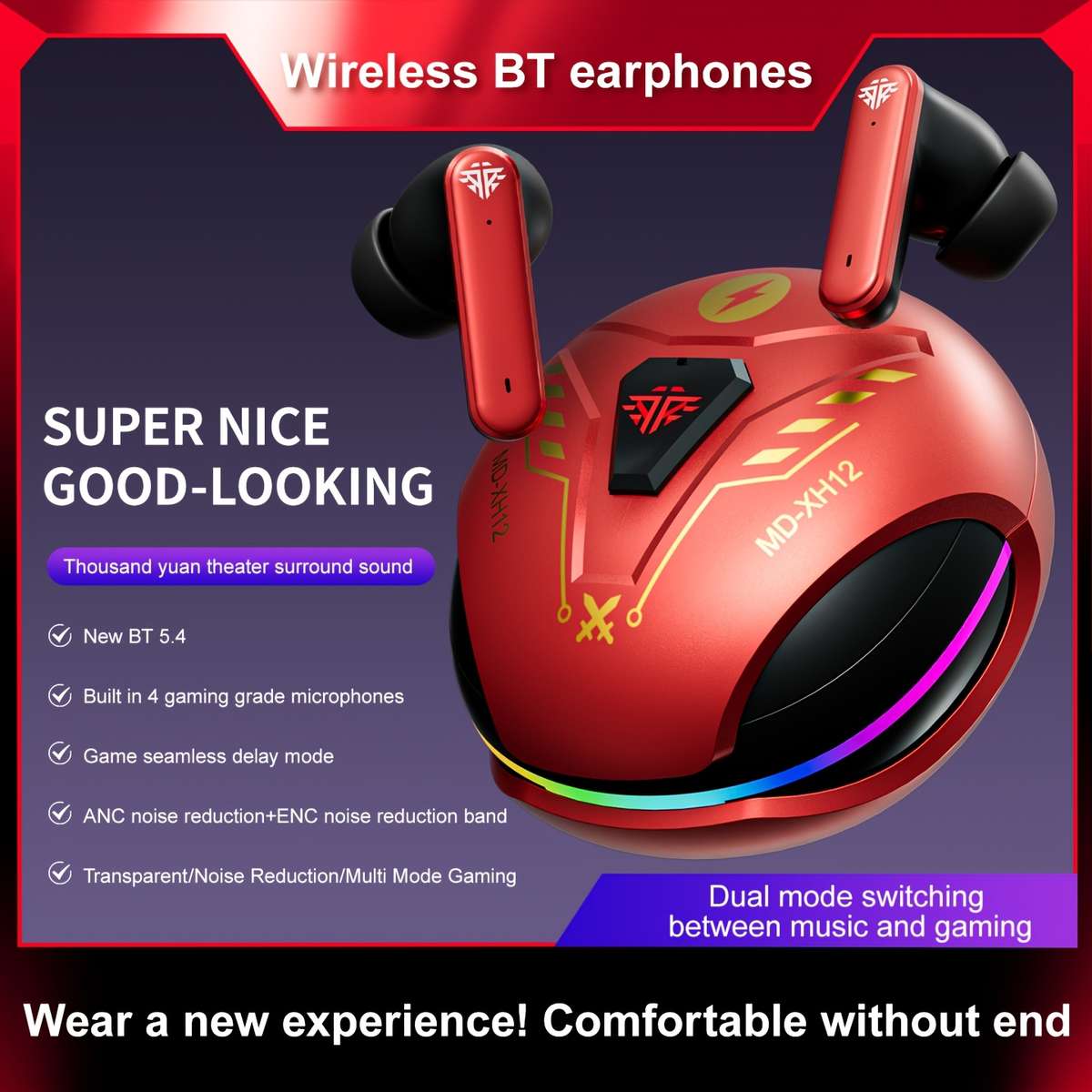 Rechargeable Wireless Earbuds Headphones Headset