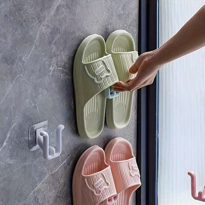 Set Of 4 Self Self Adhesive Shoe Racks Waterproof Wall Mounted color pink color Quantity 4pcs