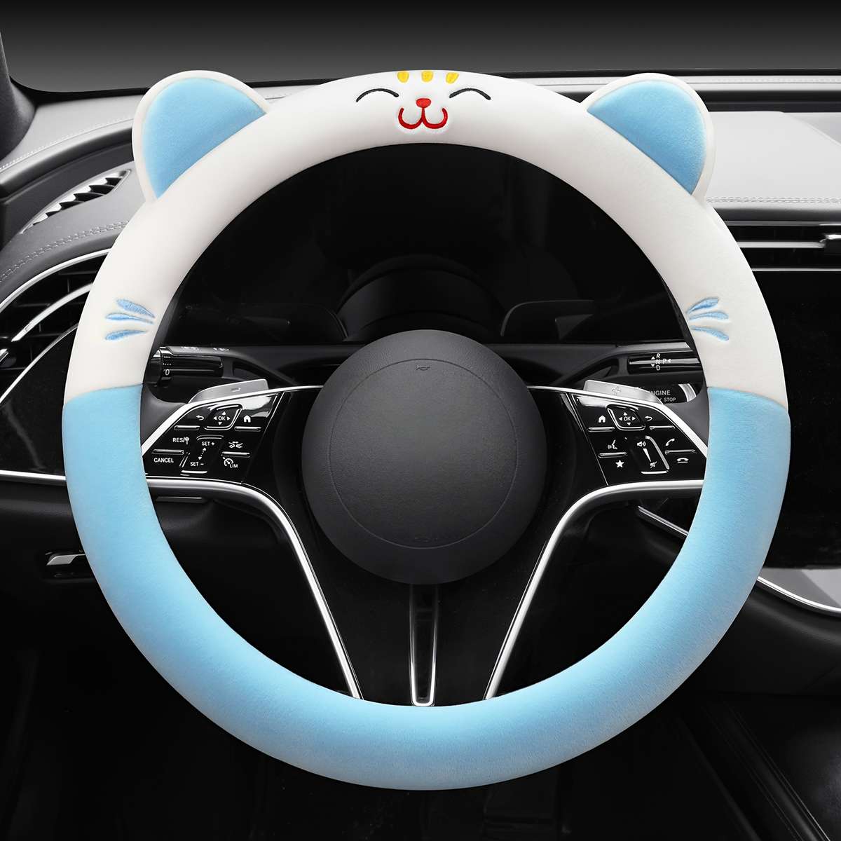 Car Steering Wheel Cover Kitten Blue